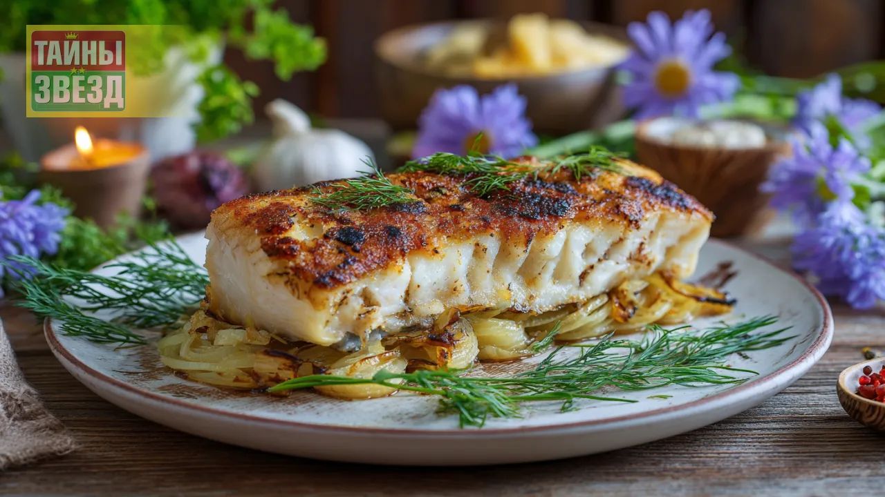 Судак на луковой подушке