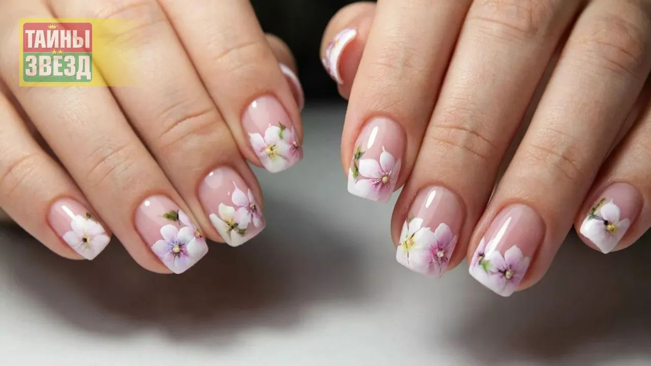 Французский цветочный маникюр