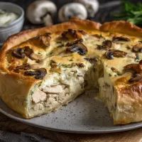 Заливной пирог с курицей и грибами