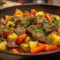 Тушеная печень и овощи