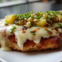 Курица с ананасами и сыром