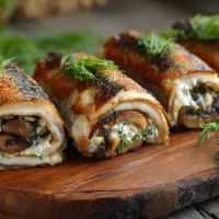 Рулетики из скумбрии с грибами