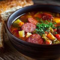 Суп с колбасками